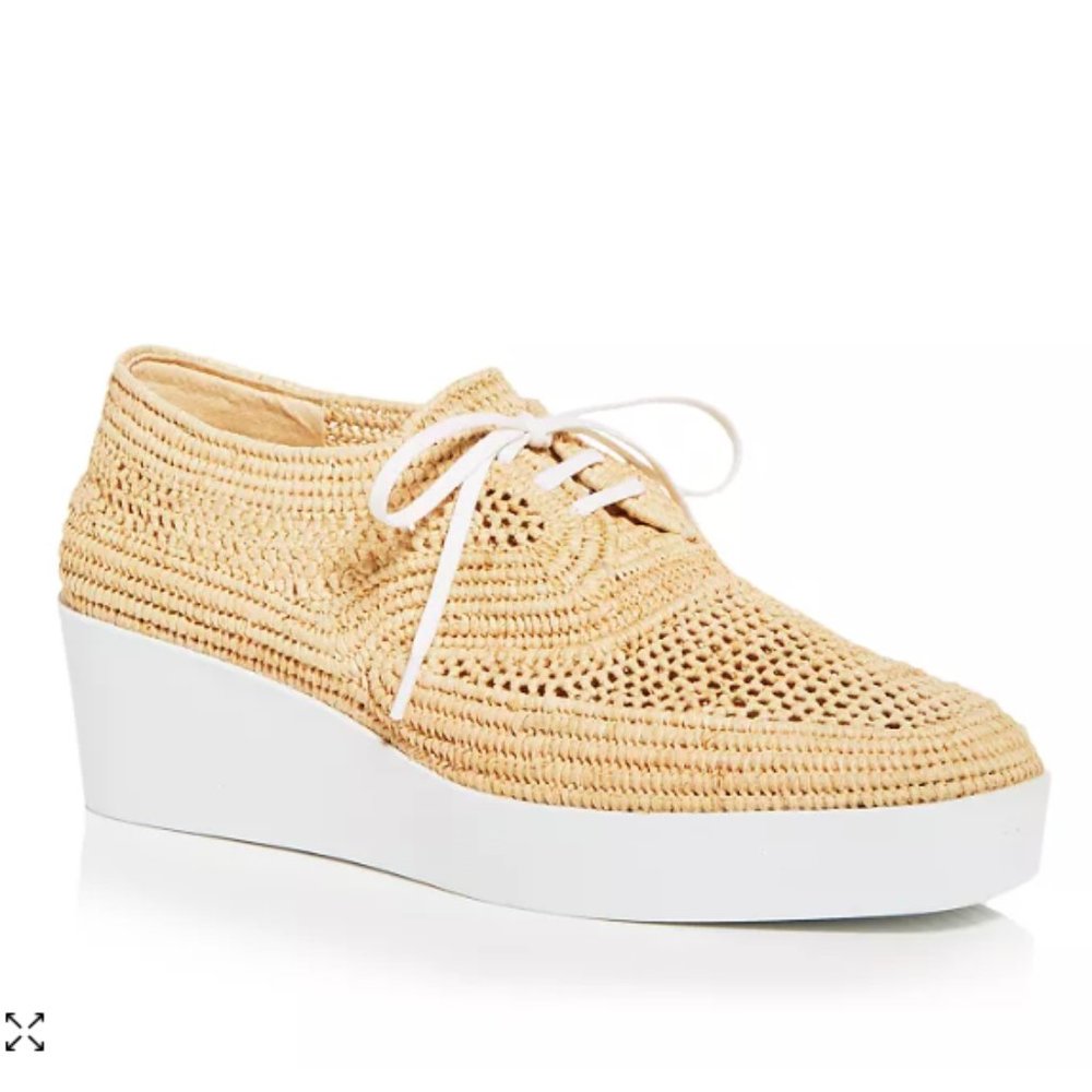 NWT Robert Clergerie Taille Raffia Derby Platform Sneaker MSRP $445
